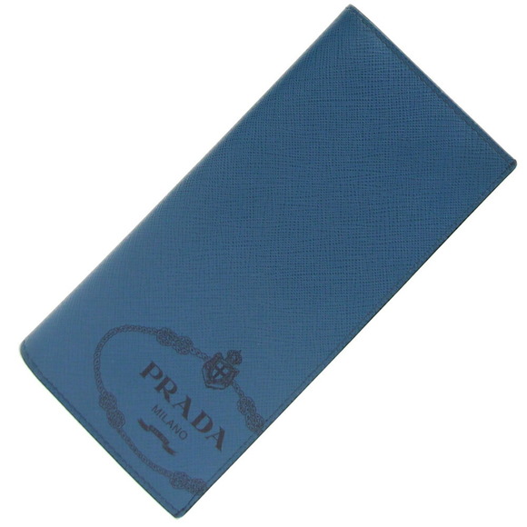 Prada Fold Blue Long Wallet Leather - Picture 1 of 8